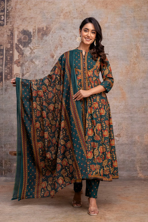 Rajrani- The Veda Teal Set