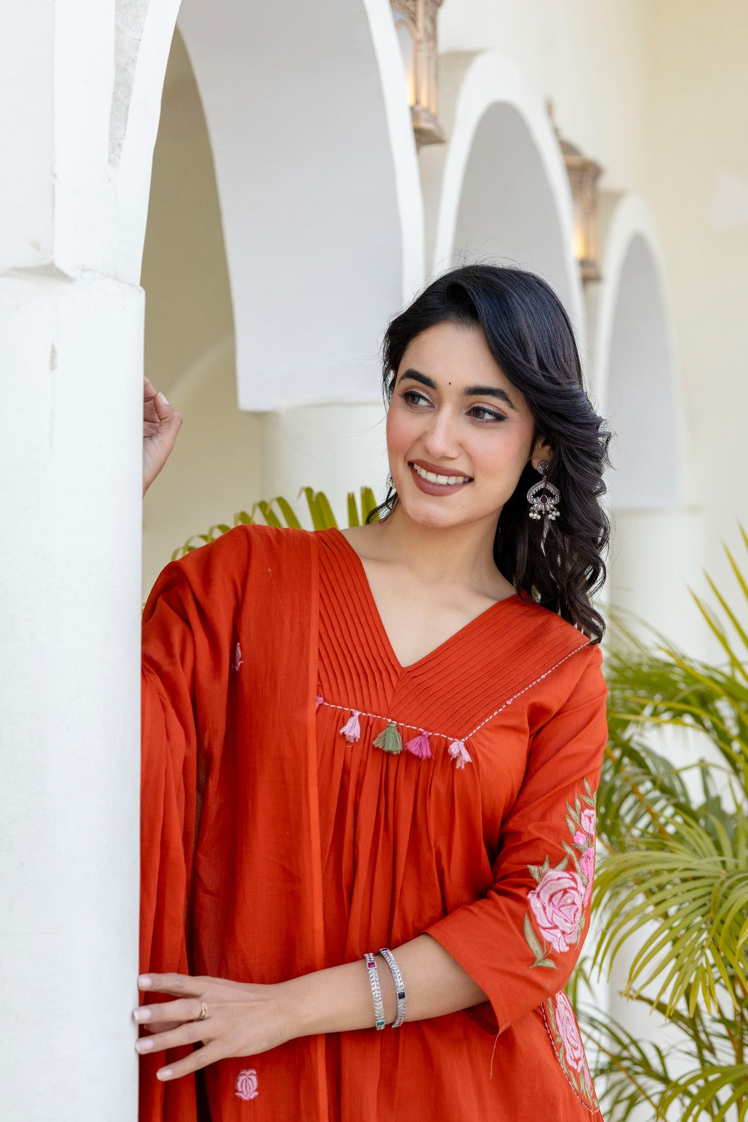 Rust Orange Tassled Kurta Set