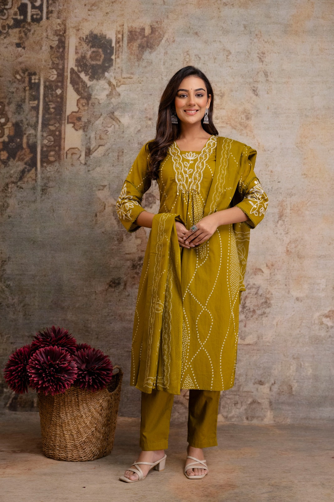 Pure cotton 3pc Green kurta set